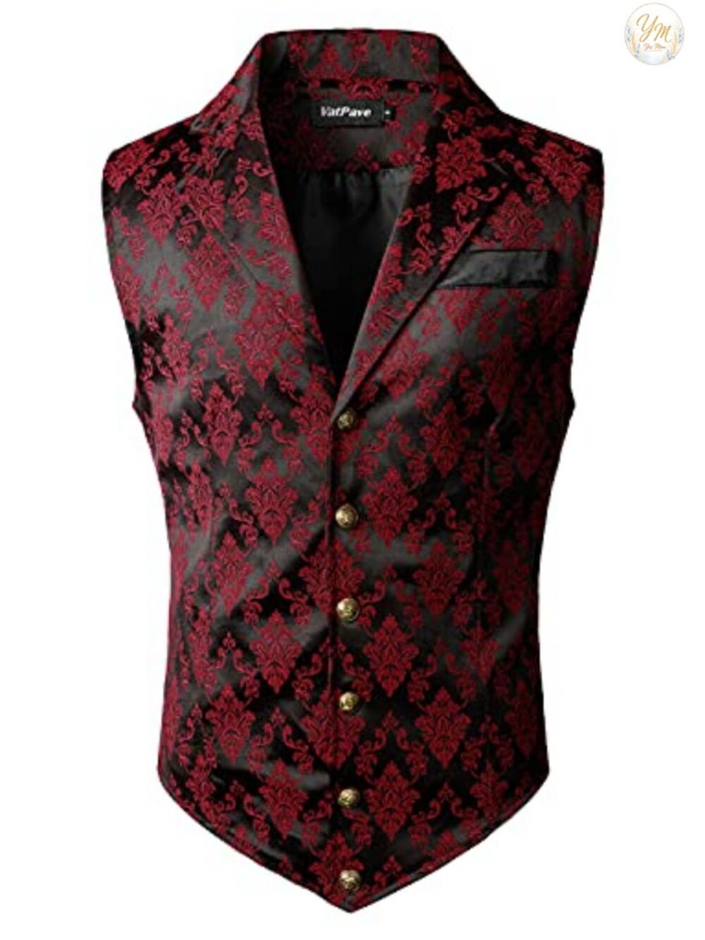 VATPAVE Men's Victorian Steampunk Suit Vest Slim Fit V-Neck Waistcoat